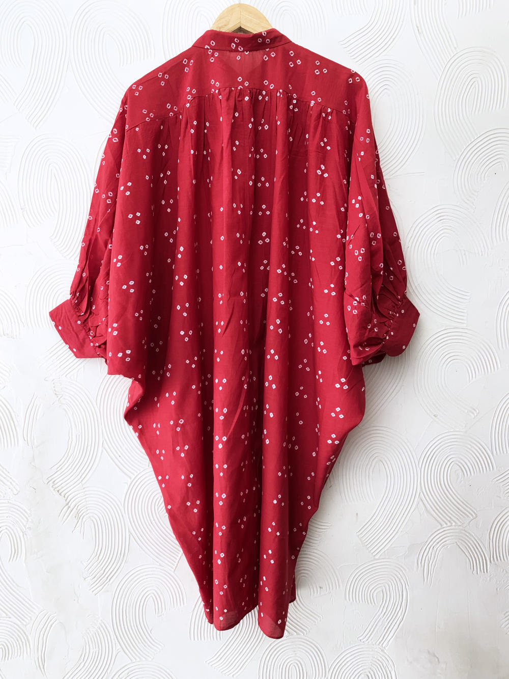 Red Bandhani Waterfall Shirt