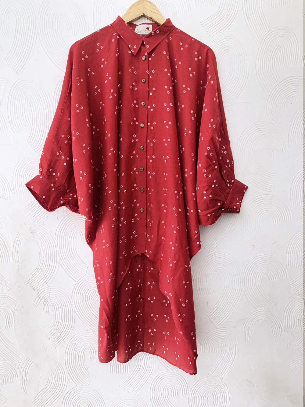 Red Bandhani Waterfall Shirt