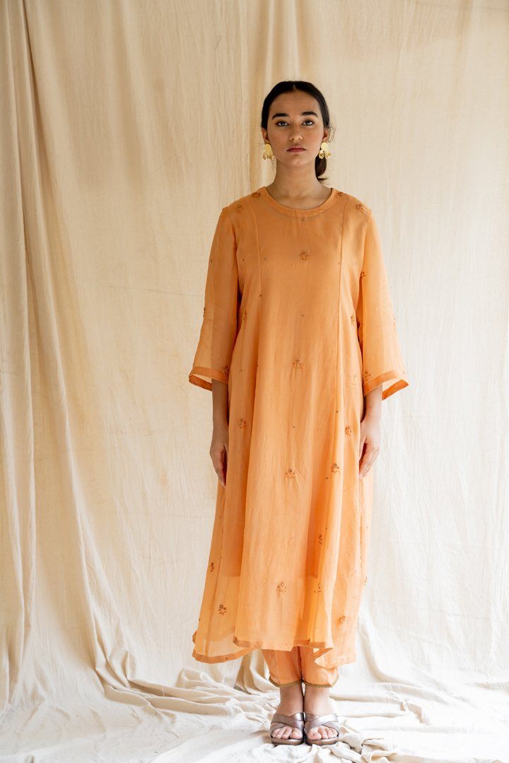Orange Abha Kurta Set Co-ord Set,Kurta Sets by Nirjara for women Worldwide