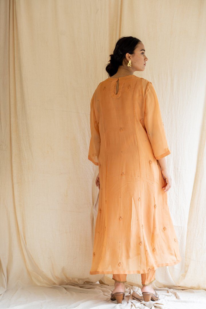 Orange Abha Kurta Set Co-ord Set,Kurta Sets by Nirjara for women Worldwide