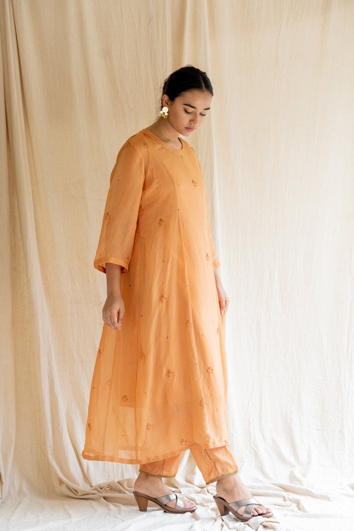 Orange Abha Kurta Set Co-ord Set,Kurta Sets by Nirjara for women Worldwide