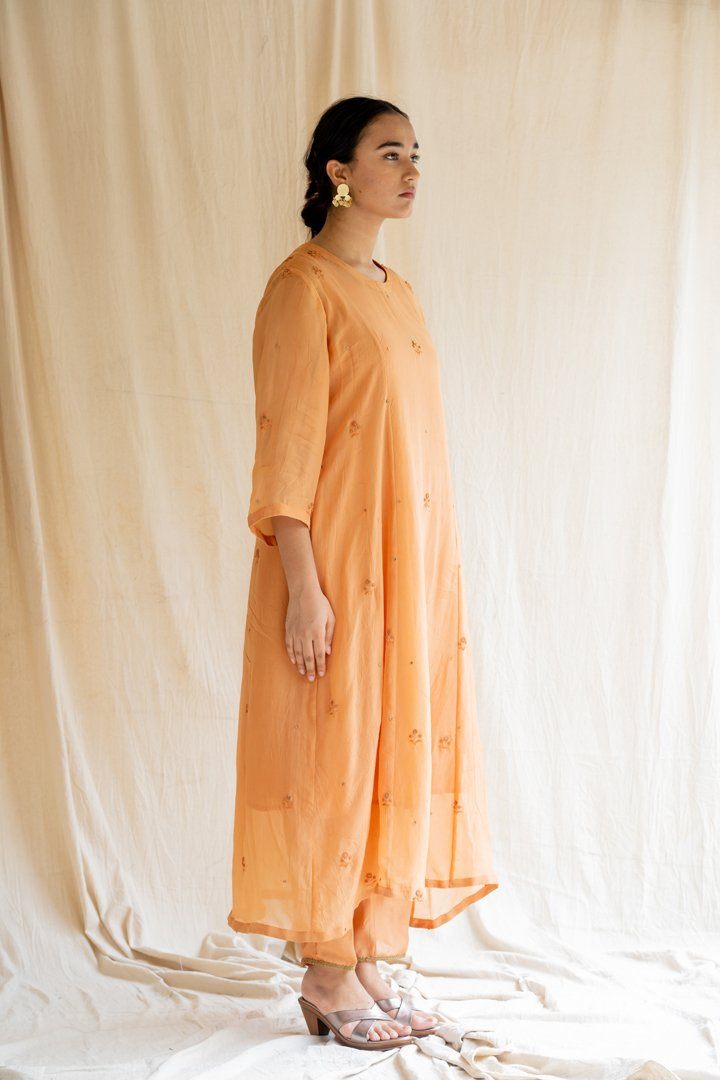 Orange Abha Kurta Set Co-ord Set,Kurta Sets by Nirjara for women Worldwide