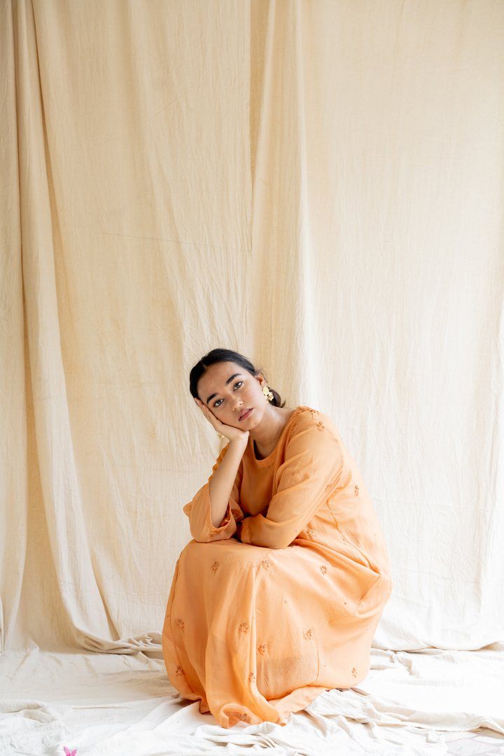 Orange Abha Kurta Set Co-ord Set,Kurta Sets by Nirjara for women Worldwide