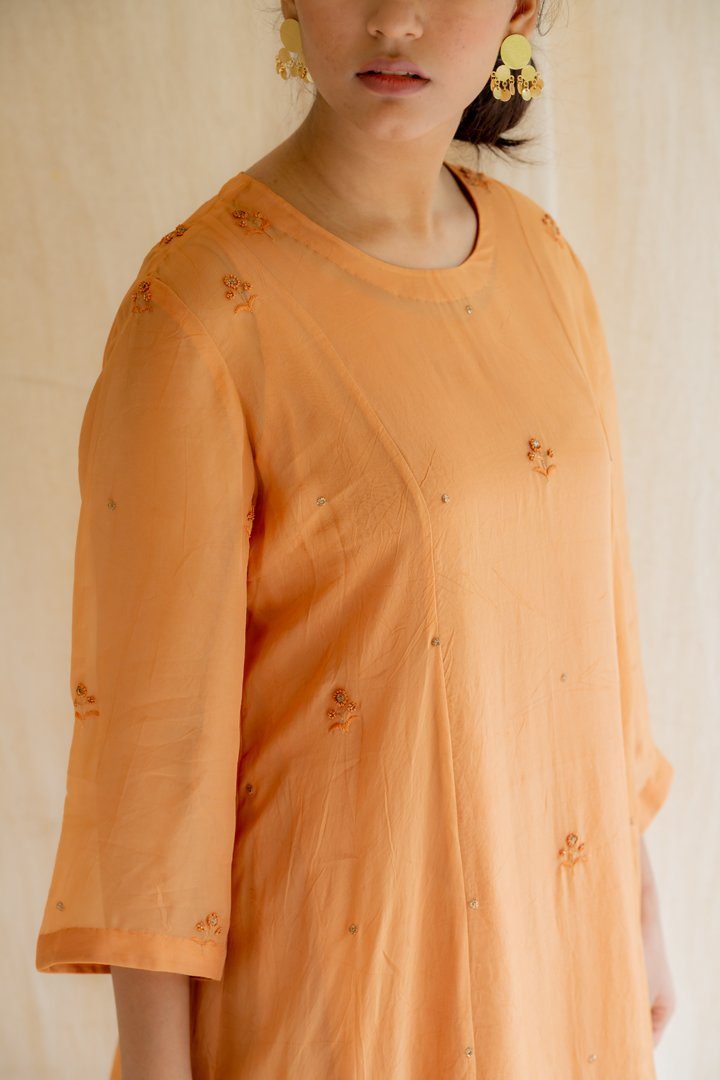Orange Abha Kurta Set Co-ord Set,Kurta Sets by Nirjara for women Worldwide