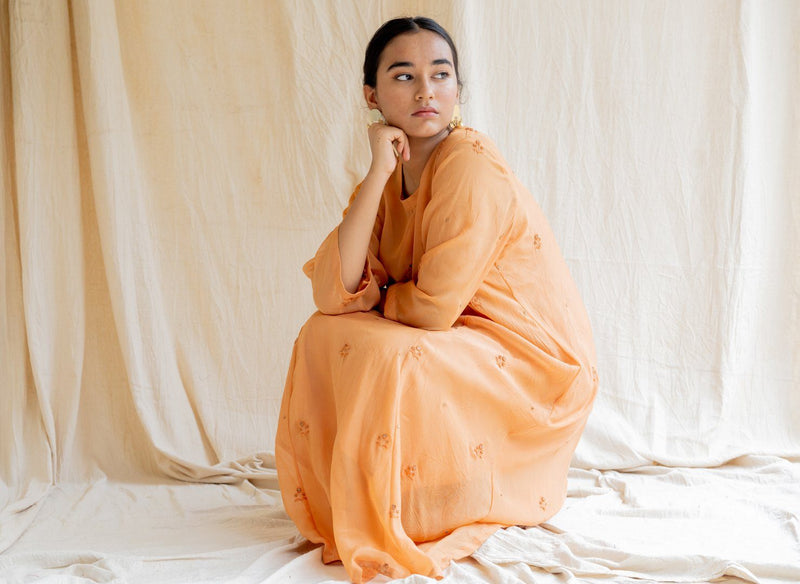 Orange Abha Kurta Set Co-ord Set,Kurta Sets by Nirjara for women Worldwide