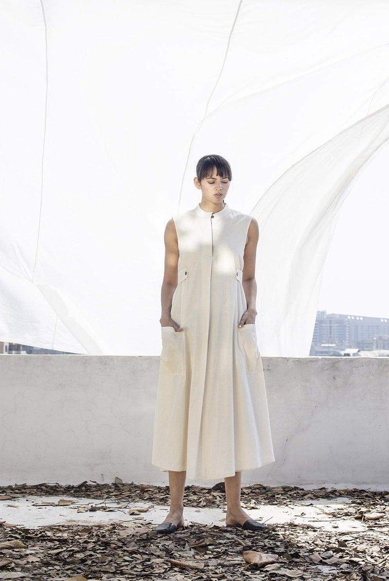 Pale Moon Dress by Khara Kapas in white for women Worldwide