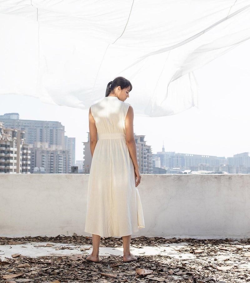 Pale Moon Dress by Khara Kapas in white for women Worldwide