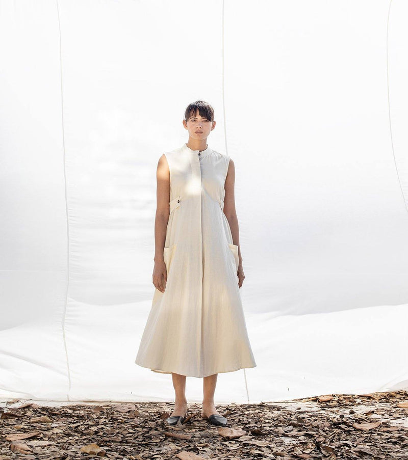 Pale Moon Dress by Khara Kapas in white for women Worldwide