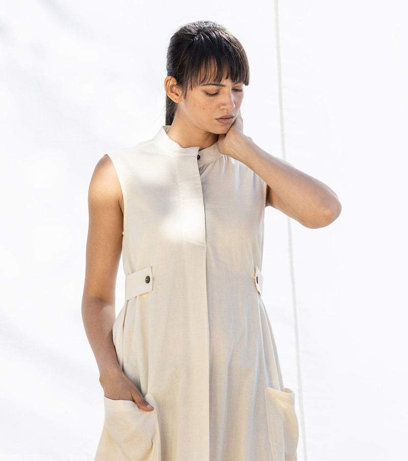 Pale Moon Dress by Khara Kapas in white for women Worldwide