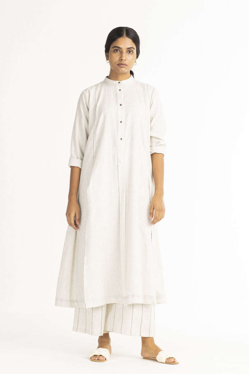 Panel Slit Shirt Co-ord - Beige by THREE in white color for women Worldwide