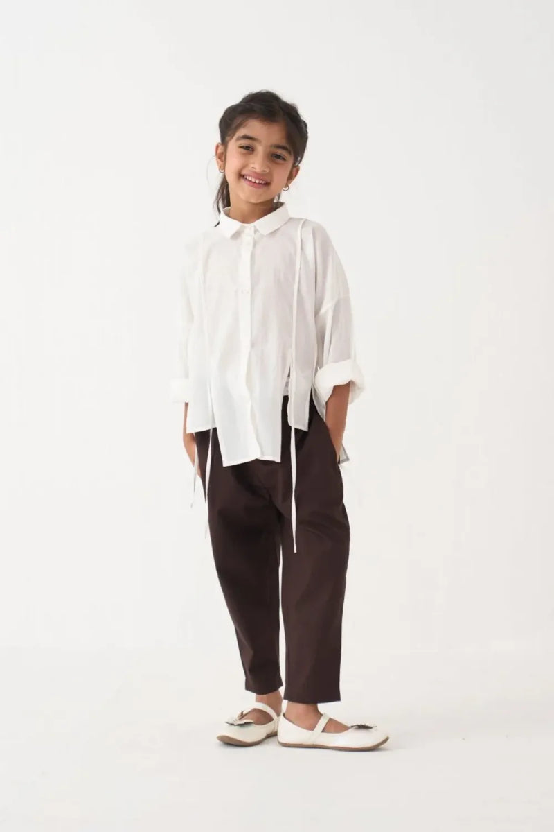 Girl - Panelled Shirt Co-Ord (Set Of 2) - White