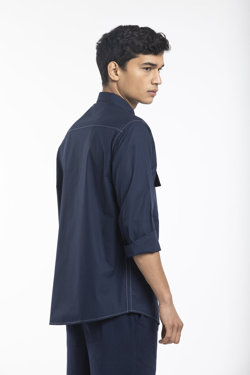 PATCH POCKET SHIRT-NAVY Men THREE Men 