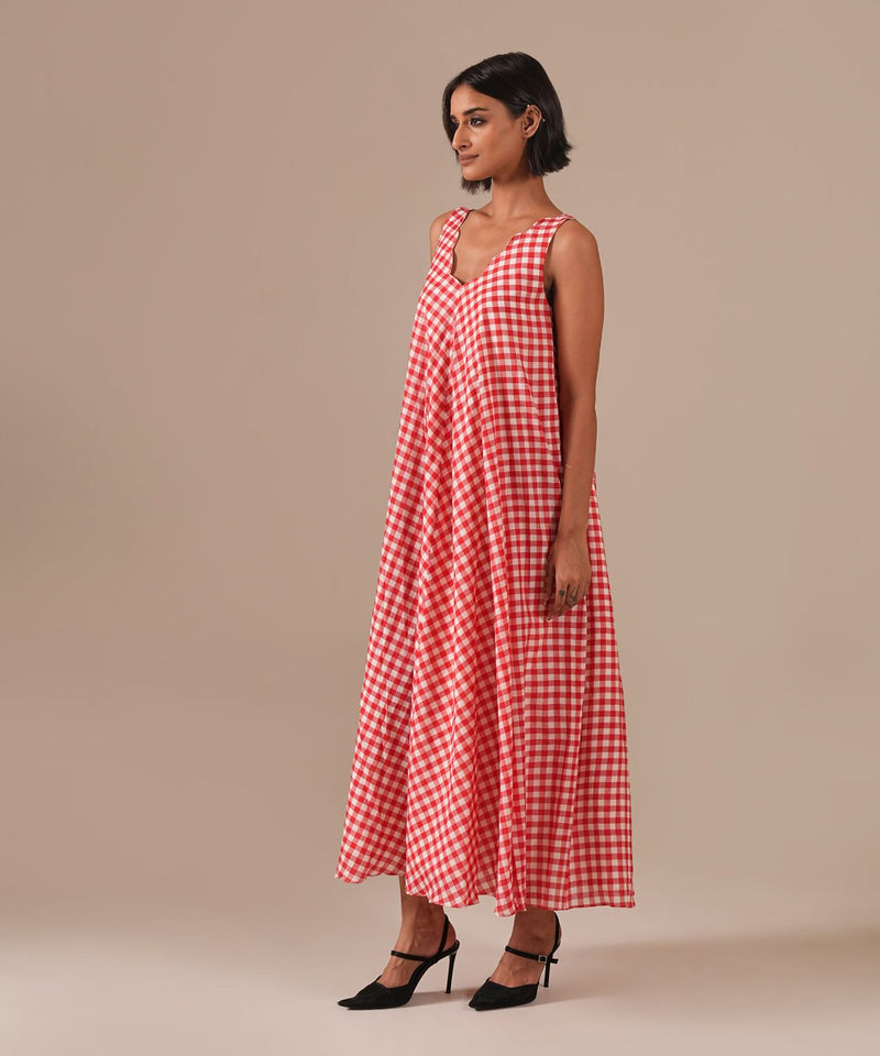 PEACH BLOSSOM DRESS 100% cotton by Indigo Dreams in red color for women Worldwide