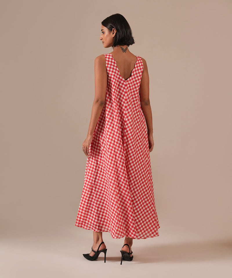 PEACH BLOSSOM DRESS 100% cotton by Indigo Dreams in red color for women Worldwide