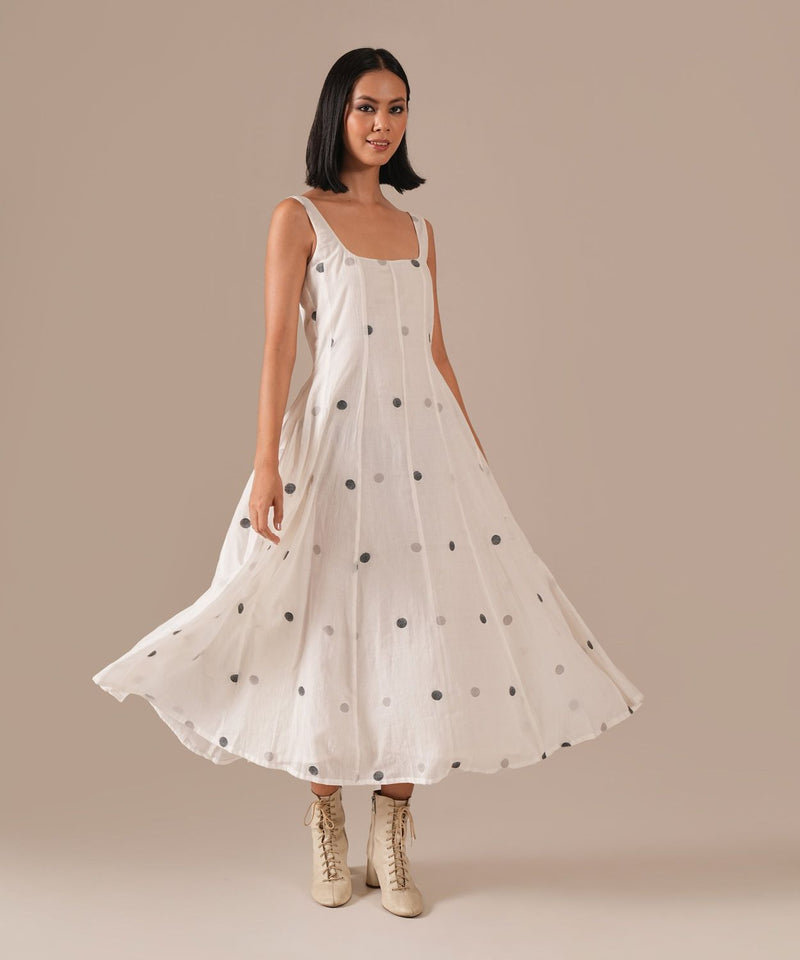 PEARL SPARK DRESS 100% cotton by Indigo Dreams in white color for women Worldwide