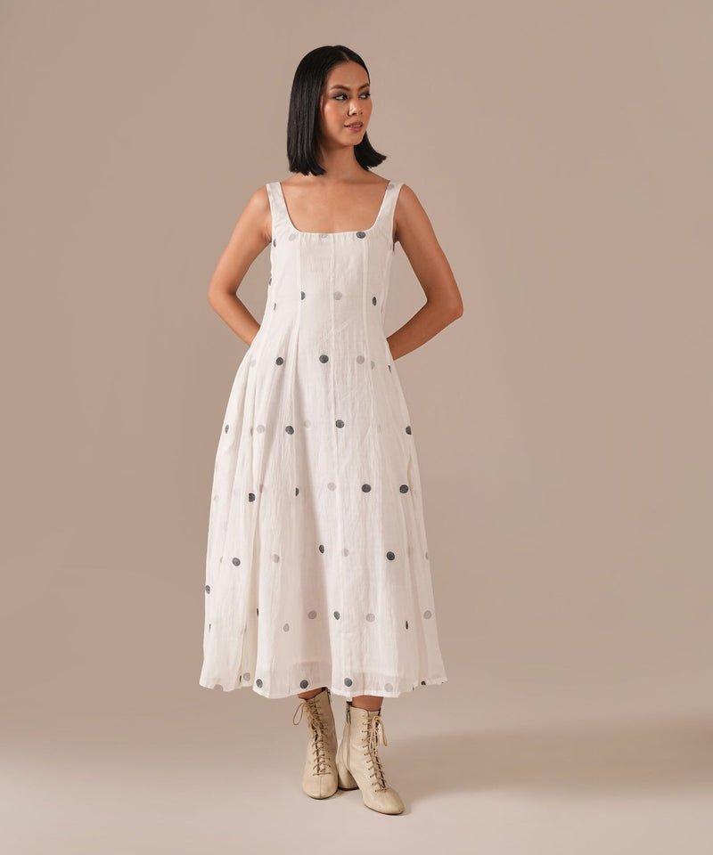 PEARL SPARK DRESS 100% cotton by Indigo Dreams in white color for women Worldwide