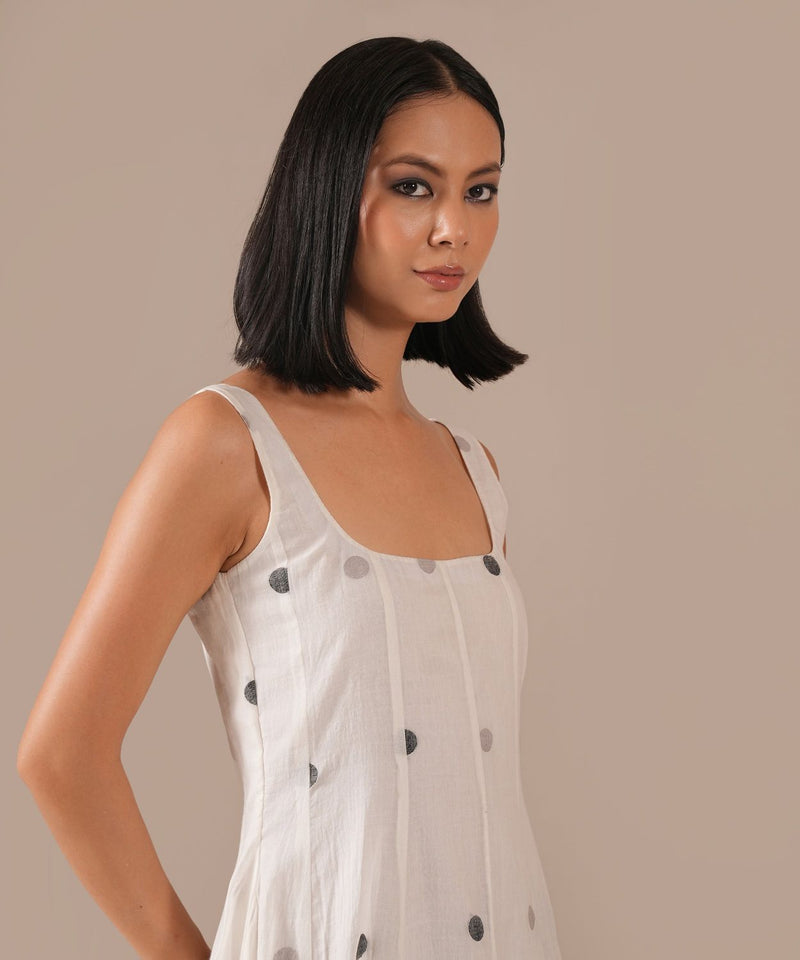 PEARL SPARK DRESS 100% cotton by Indigo Dreams in white color for women Worldwide