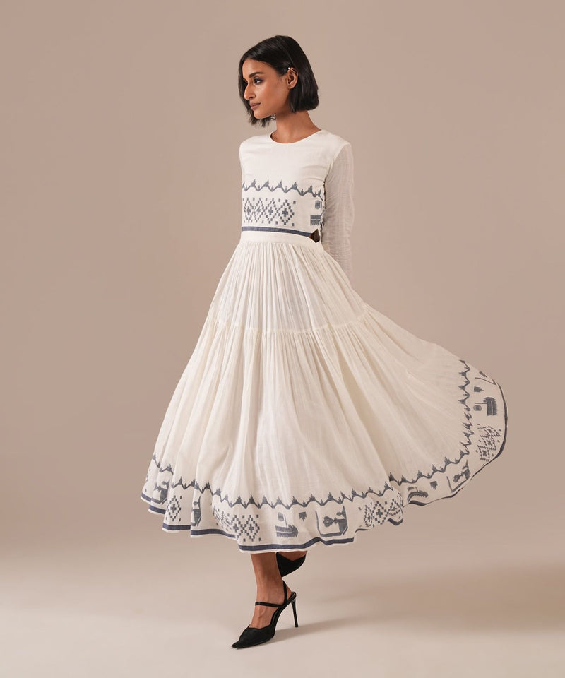 PEARL WHISPER DRESS 100% cotton by Indigo Dreams in white color for women Worldwide