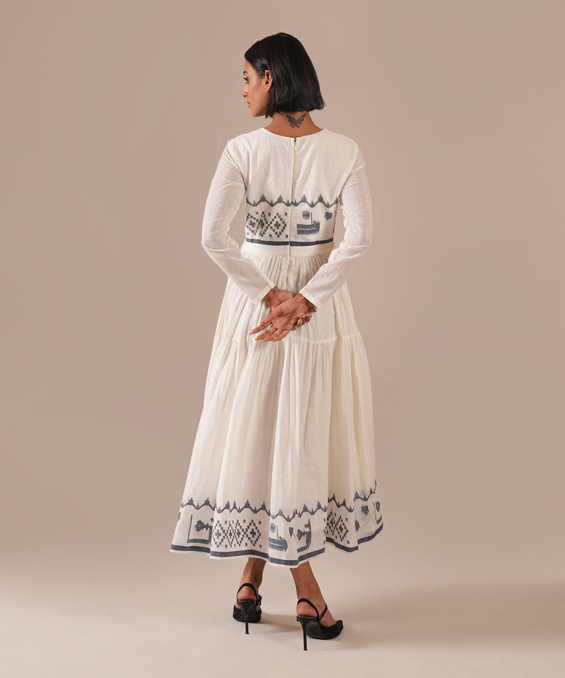 PEARL WHISPER DRESS 100% cotton by Indigo Dreams in white color for women Worldwide
