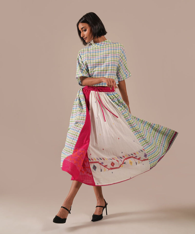PETAL MIST DRESS 100% cotton by Indigo Dreams in green color for women Worldwide
