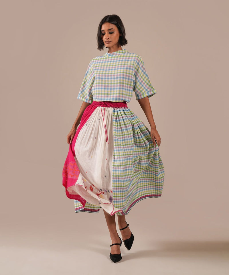 PETAL MIST DRESS 100% cotton by Indigo Dreams in green color for women Worldwide