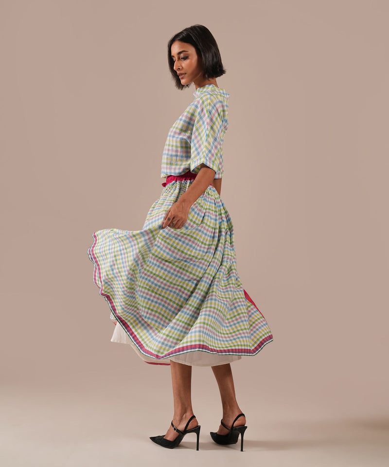 PETAL MIST DRESS 100% cotton by Indigo Dreams in green color for women Worldwide