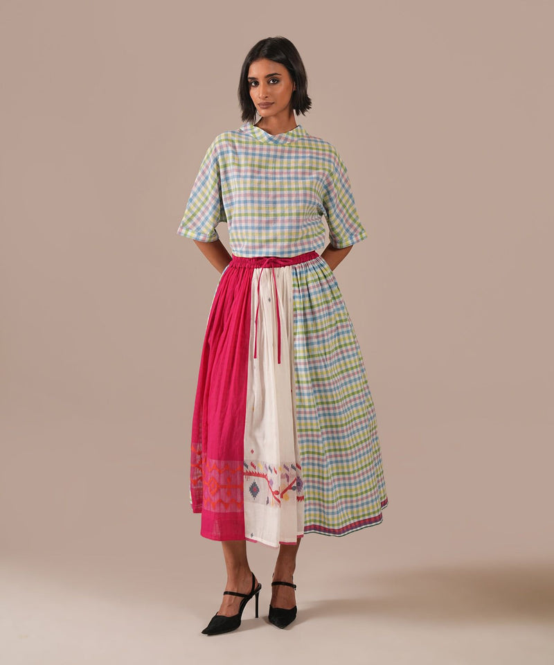 PETAL MIST DRESS 100% cotton by Indigo Dreams in green color for women Worldwide