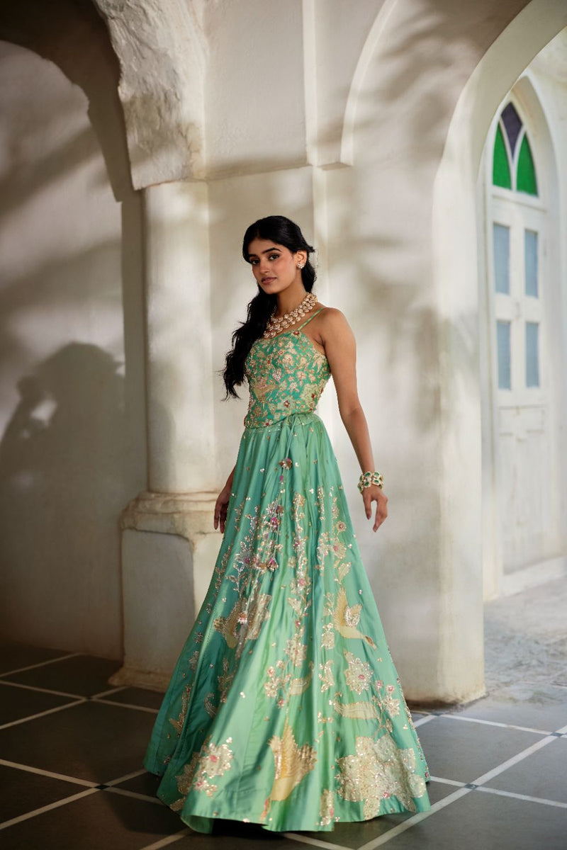 PH-2819 Heli Lehenga Set by Paulmi & Harsh in blue color for women Worldwide
