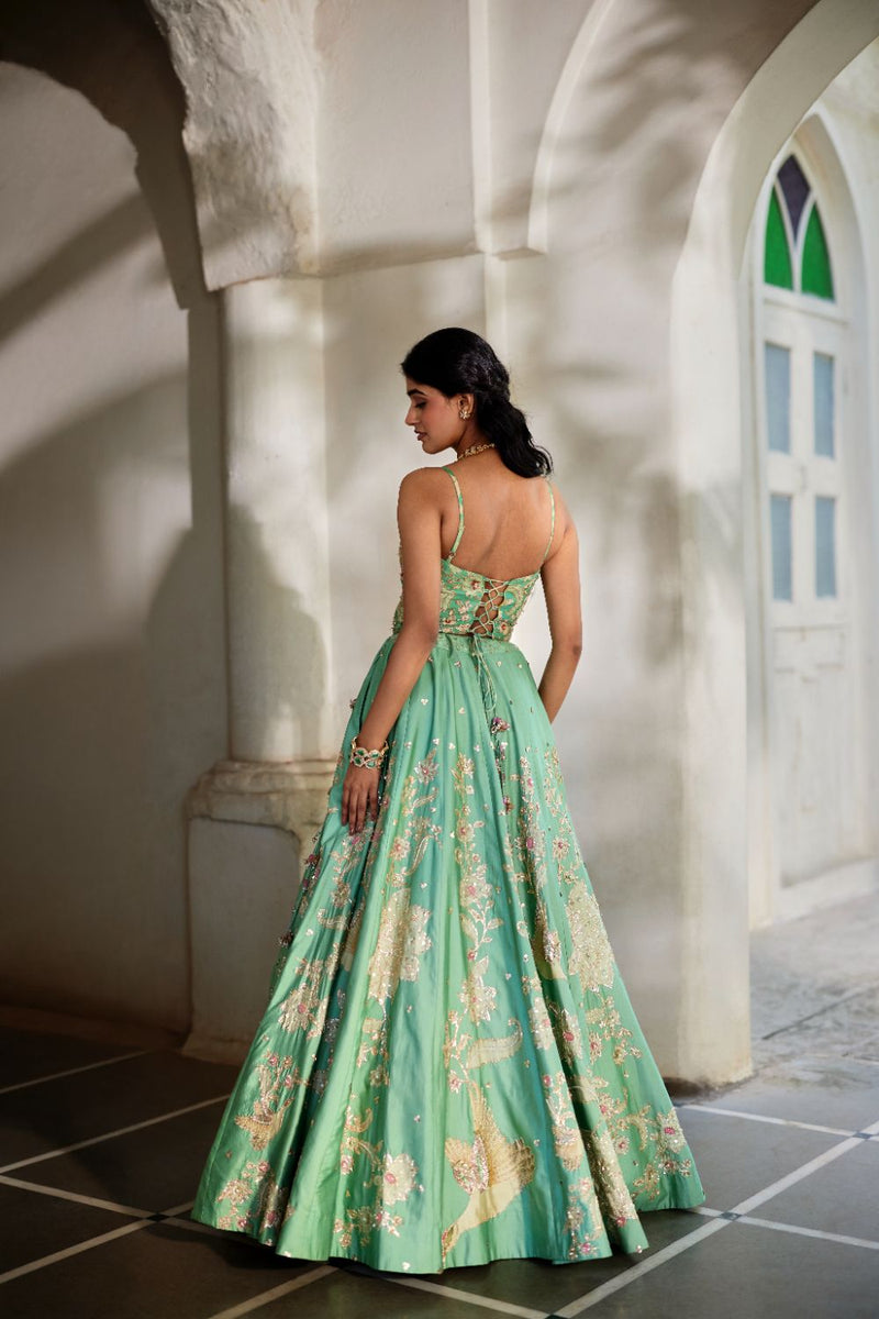 PH-2819 Heli Lehenga Set by Paulmi & Harsh in blue color for women Worldwide