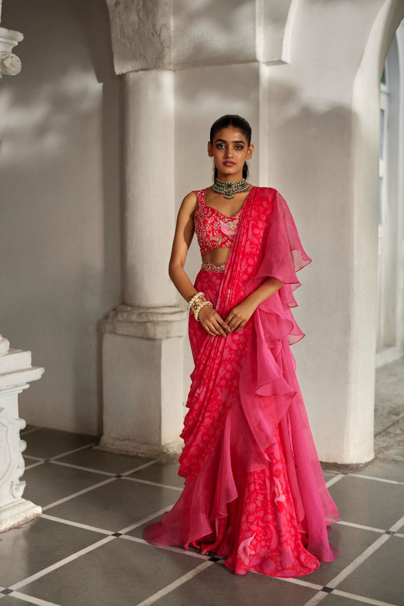 PH-2823 Soli Saree Set by Paulmi & Harsh in pink color for women Worldwide