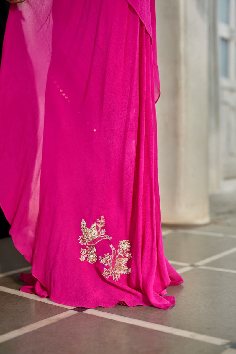 PH-2830 Elin Saree Set georgette by Paulmi & Harsh in pink color for women Worldwide