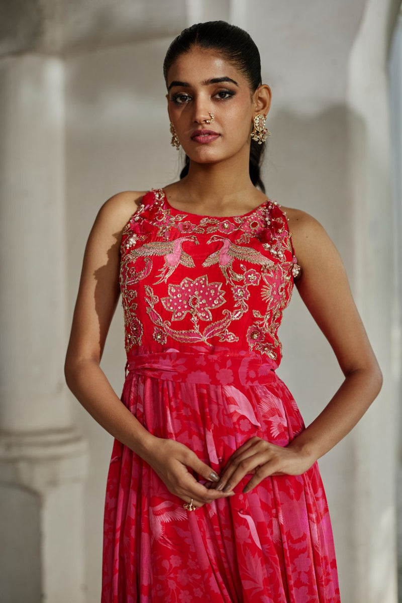PH-2847 Ira Jumpsuit by Paulmi & Harsh in pink color for women Worldwide