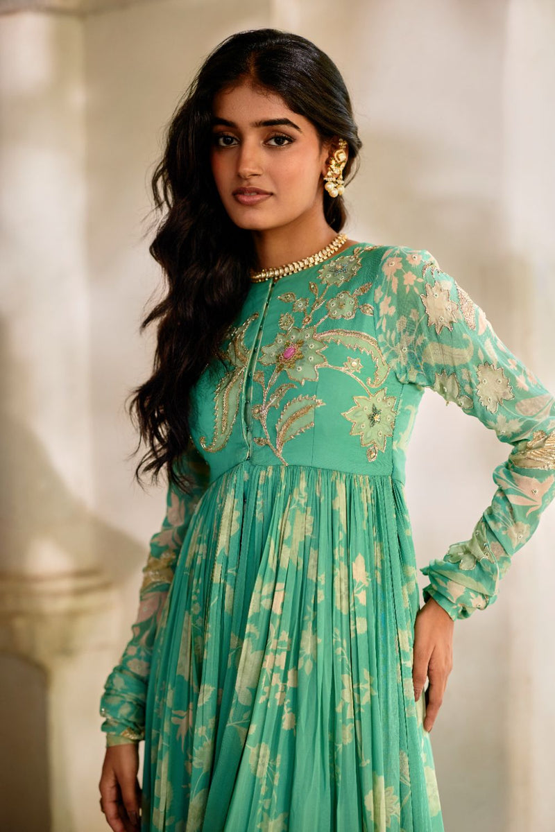 PH-2855 Moa Anarkali Set georgette by Paulmi & Harsh in blue color for women Worldwide