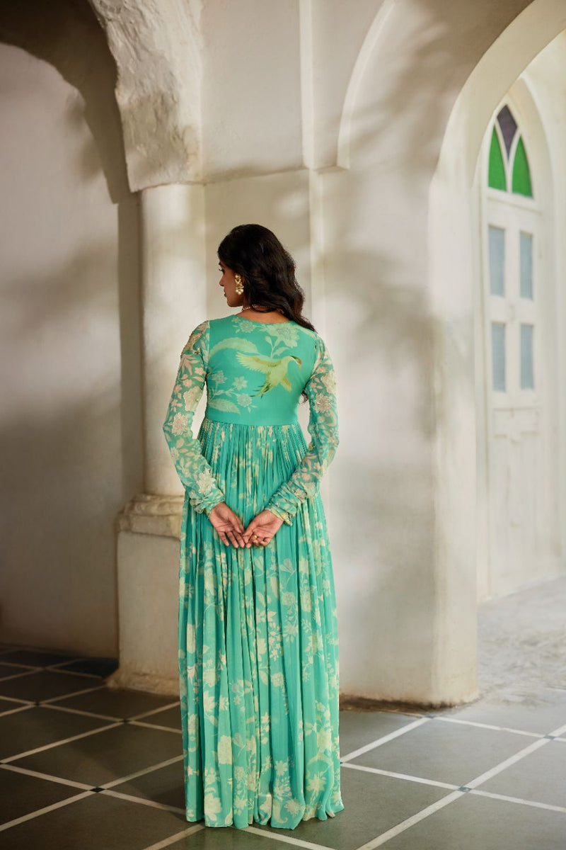 PH-2855 Moa Anarkali Set georgette by Paulmi & Harsh in blue color for women Worldwide