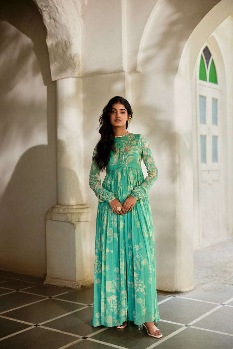 PH-2855 Moa Anarkali Set georgette by Paulmi & Harsh in blue color for women Worldwide