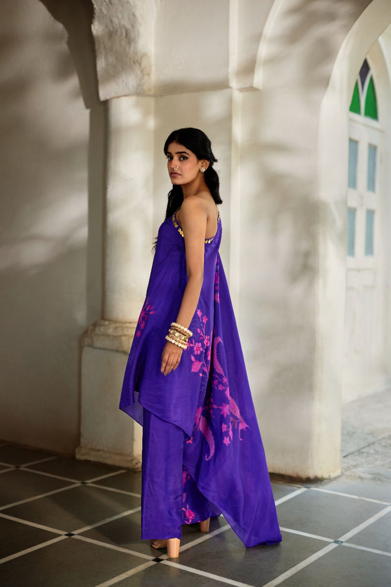 PH-2857 Calla Dress Set – Grape organza by Paulmi & Harsh for women Worldwide