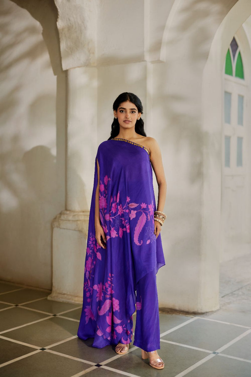 PH-2857 Calla Dress Set – Grape organza by Paulmi & Harsh for women Worldwide