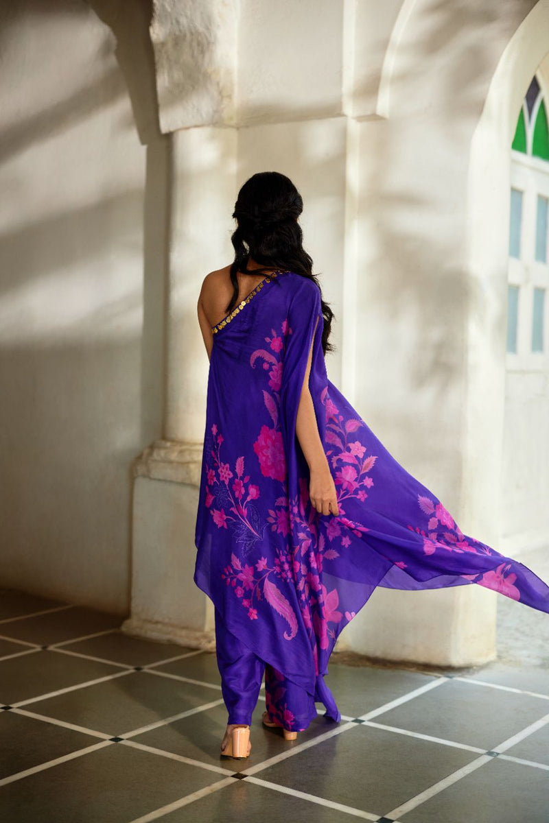 PH-2857 Calla Dress Set – Grape organza by Paulmi & Harsh for women Worldwide