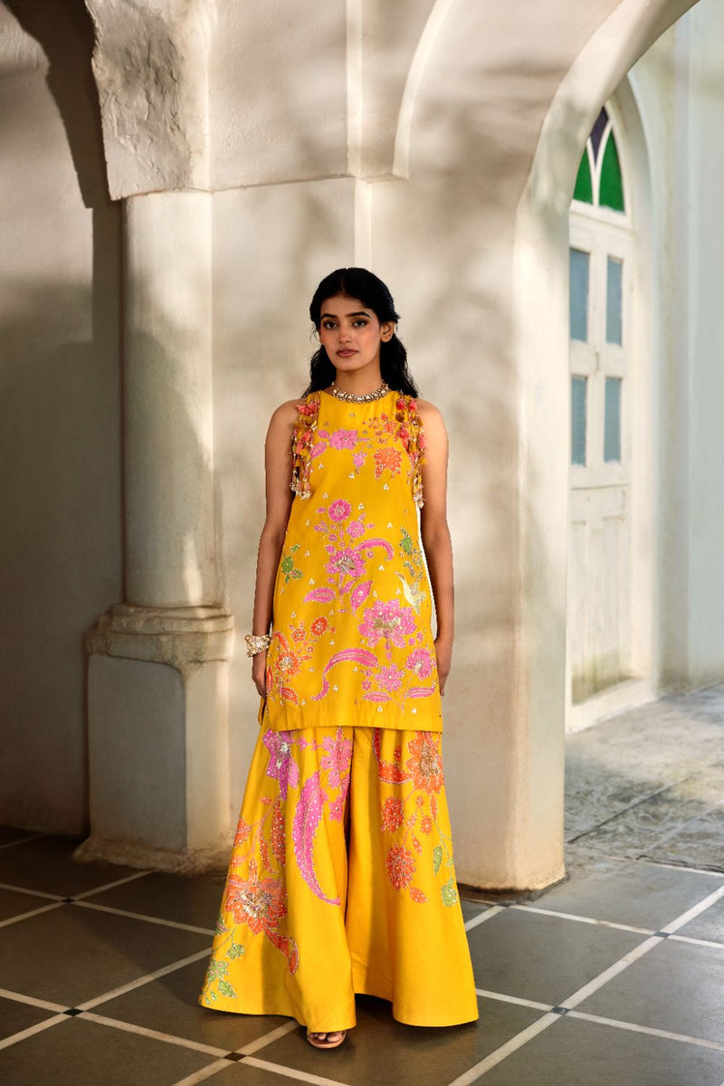 PH-2894 Halo Kurti Set – Honey by Paulmi & Harsh in gold color for women Worldwide