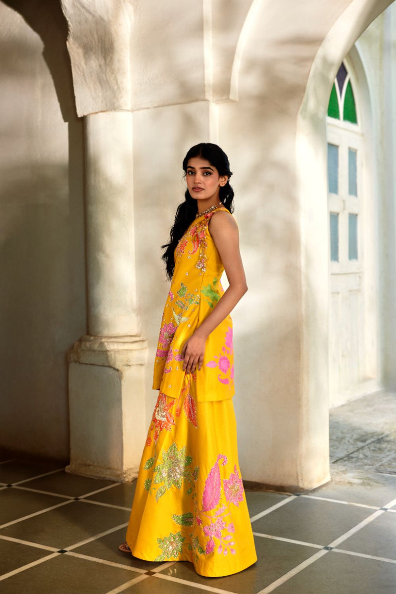 PH-2894 Halo Kurti Set – Honey by Paulmi & Harsh in gold color for women Worldwide