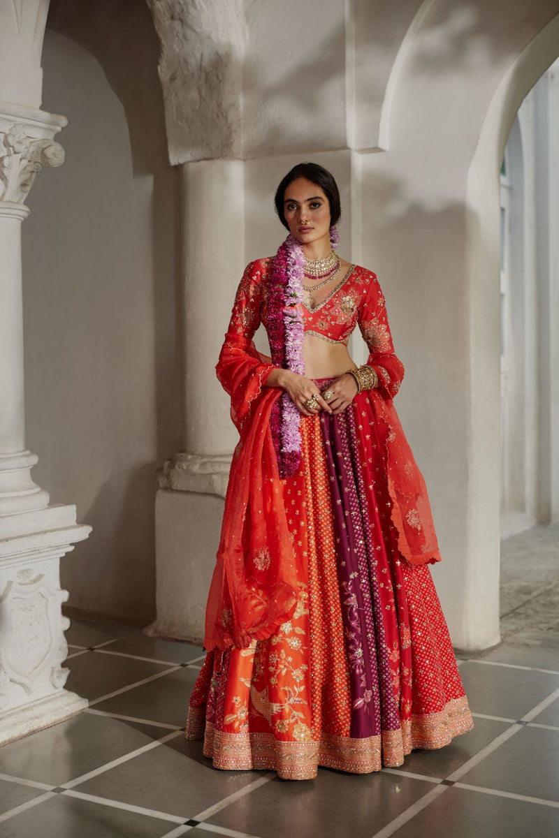 PH-2896 Indu Lehenga Set mul by Paulmi & Harsh in multi color for women Worldwide