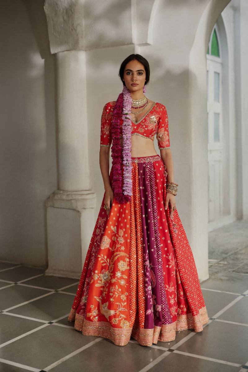 PH-2896 Indu Lehenga Set mul by Paulmi & Harsh in multi color for women Worldwide