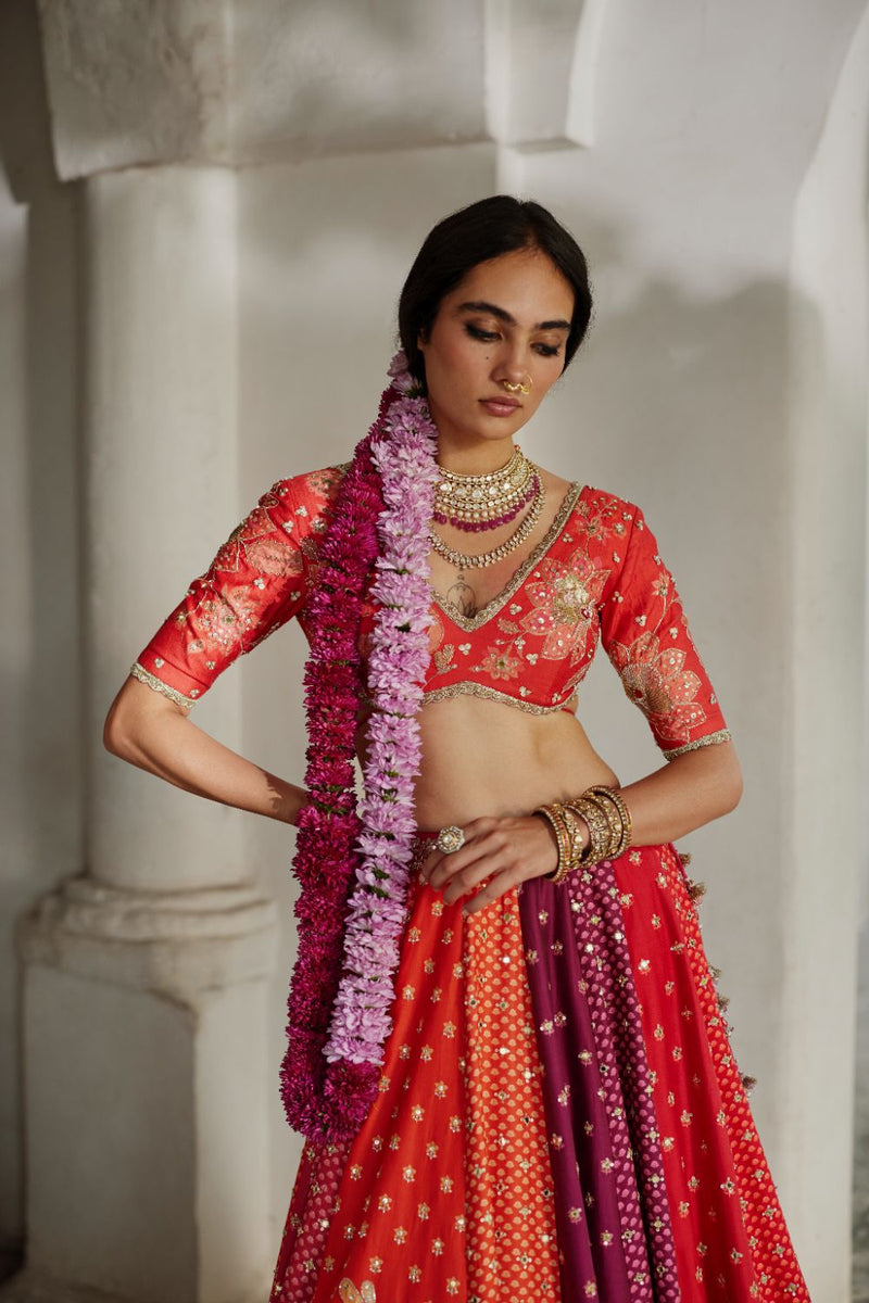 PH-2896 Indu Lehenga Set mul by Paulmi & Harsh in multi color for women Worldwide