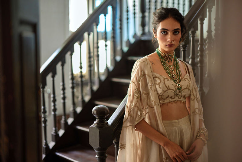 PH-3104 Aira Cape Palazzo Set organza by Paulmi & Harsh for women Worldwide