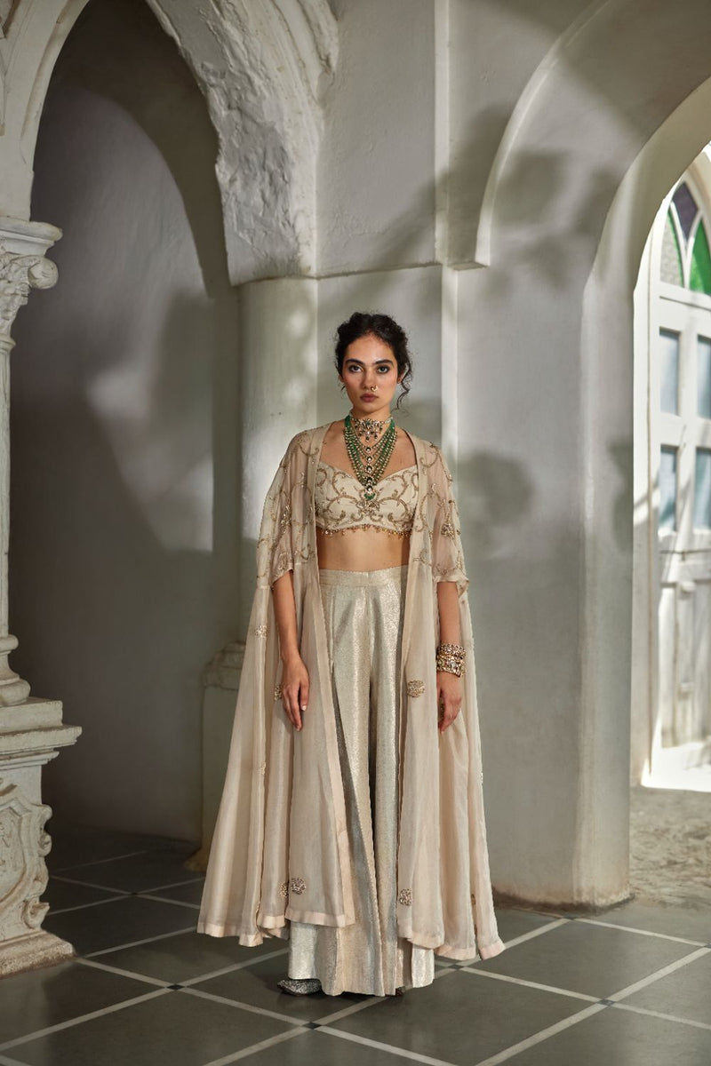 PH-3104 Aira Cape Palazzo Set organza by Paulmi & Harsh for women Worldwide