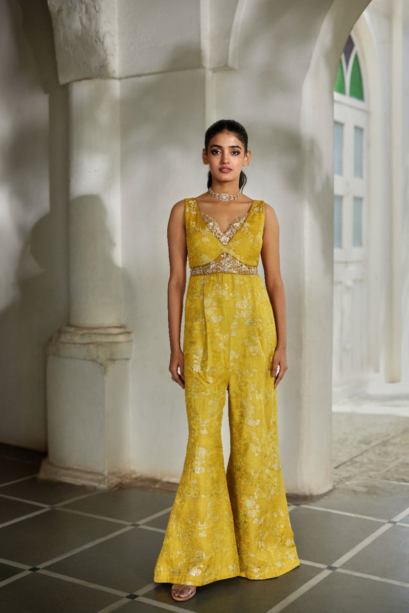 PH-3110 Miri Jumpsuit by Paulmi & Harsh in yellow color for women Worldwide