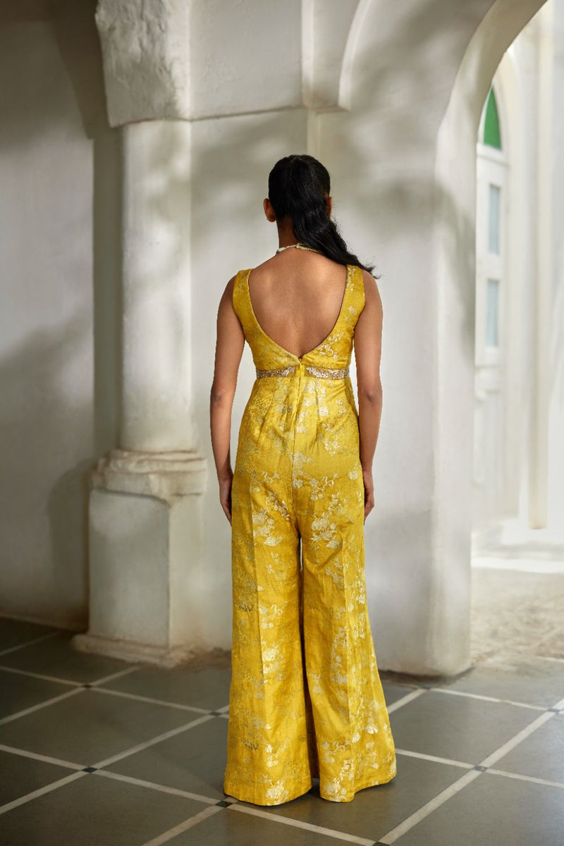 PH-3110 Miri Jumpsuit by Paulmi & Harsh in yellow color for women Worldwide