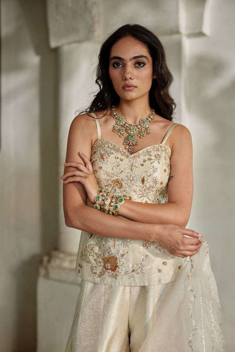 PH-3113 [H] Niri Kurti Set by Paulmi & Harsh in ivory color for women Worldwide