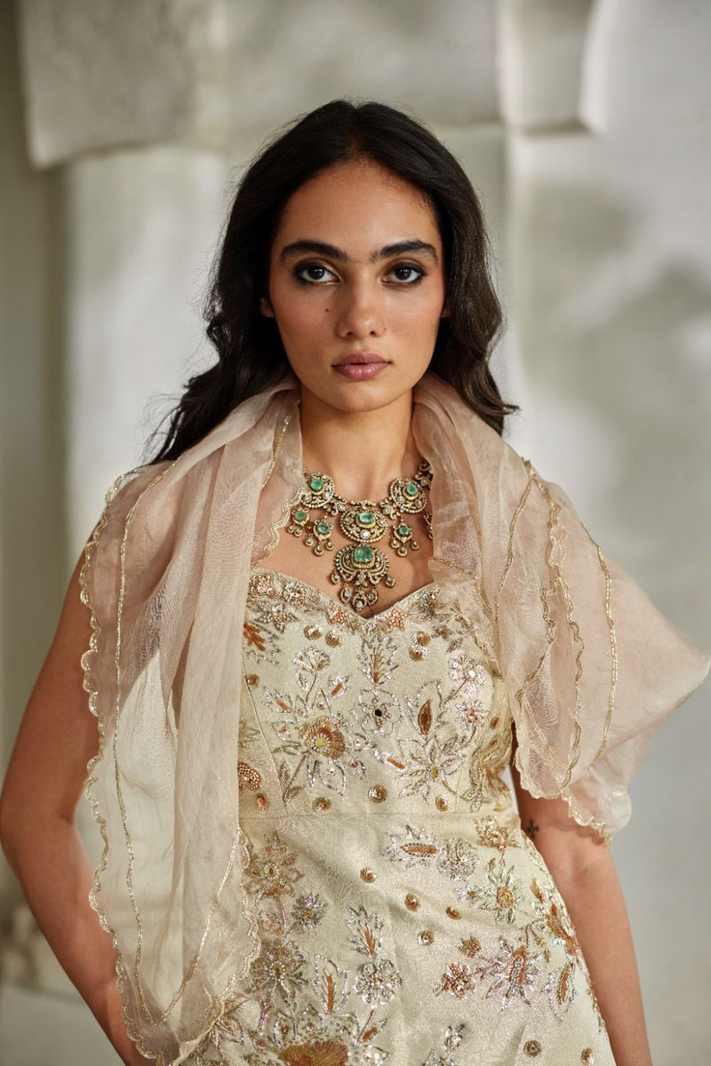 PH-3113 [H] Niri Kurti Set by Paulmi & Harsh in ivory color for women Worldwide