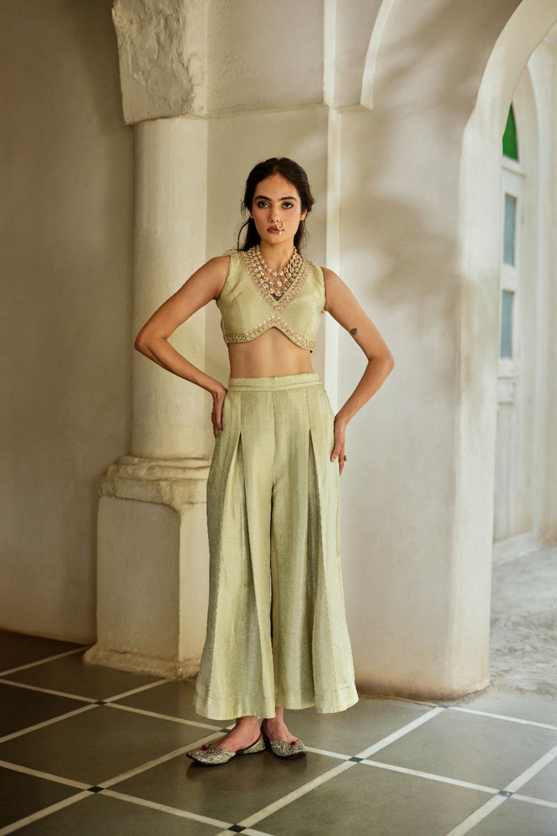 PH-3114 Solene Palazzo Jacket Set by Paulmi & Harsh in green color for women Worldwide